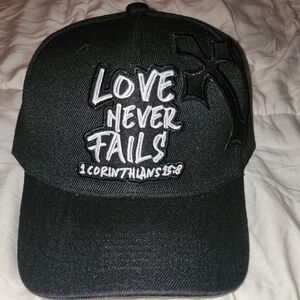 Black Hat with Inspirational Embroidery